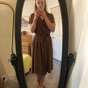 H&M leopard animal print button down caftan midi